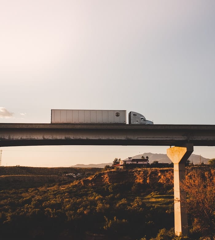 Truck driving on an overpass